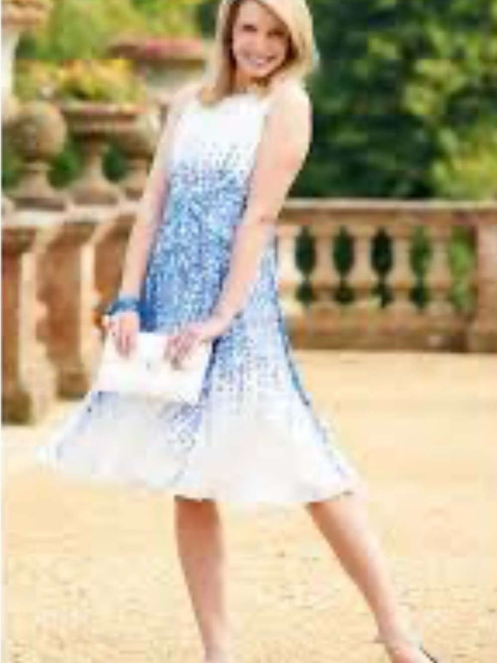 Hobbs London 100% Silk White Trailing Blue Delphinium Floral Midi Dress US 4 - Picture 13 of 13